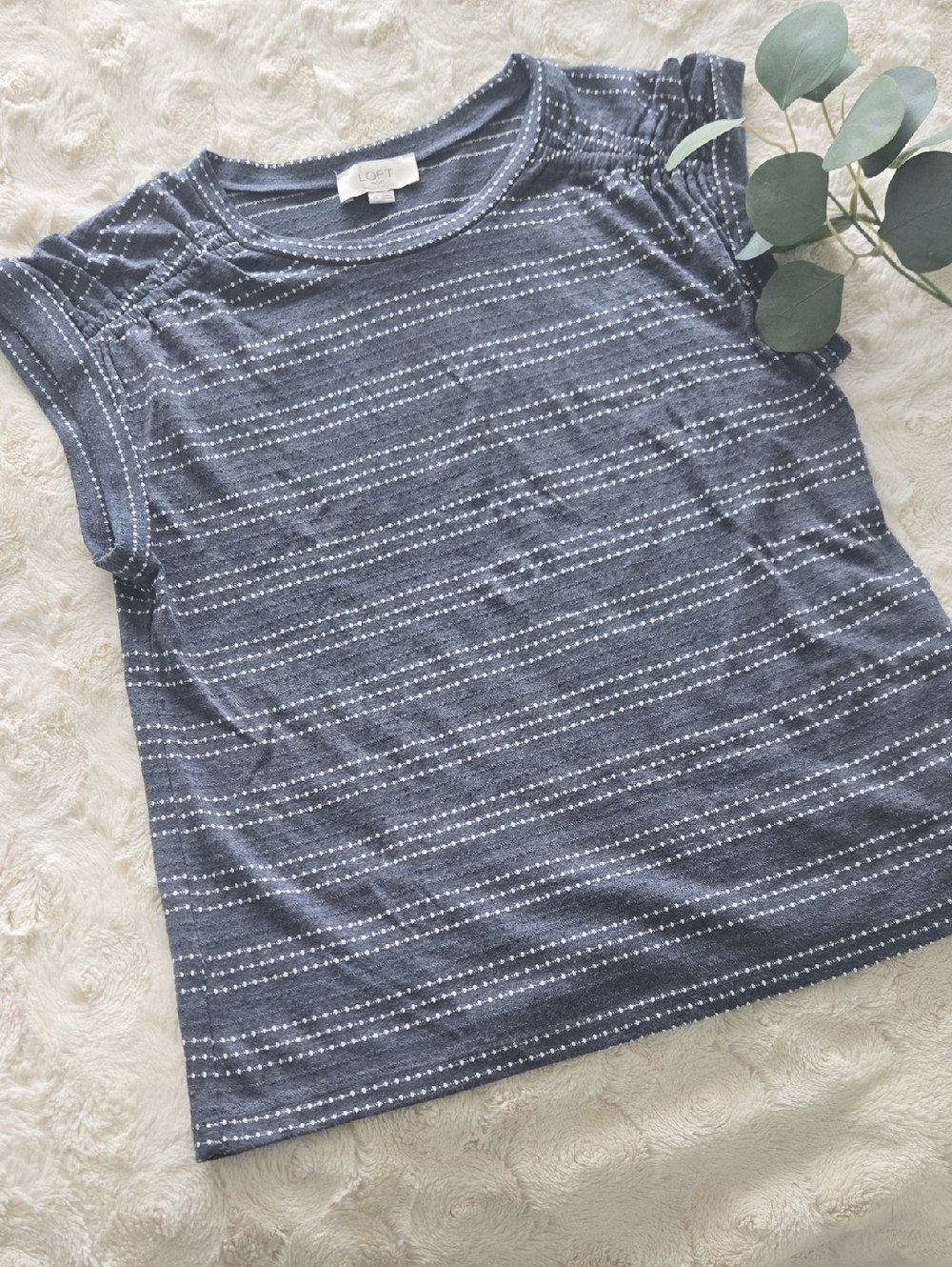 LOFT Navy & White Short Sleeve Stripe Tee